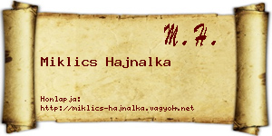 Miklics Hajnalka névjegykártya